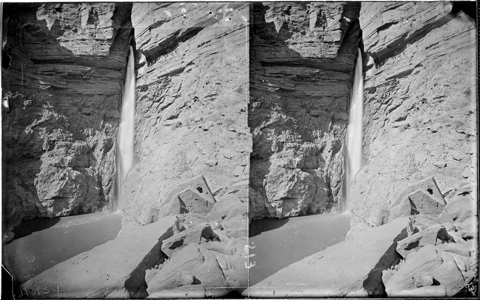 Colorado River. Grand Canyon, outlet of Surprise Valley, 10 miles above mouth of Kanab. A pretty waterfall through... - NARA - 518021