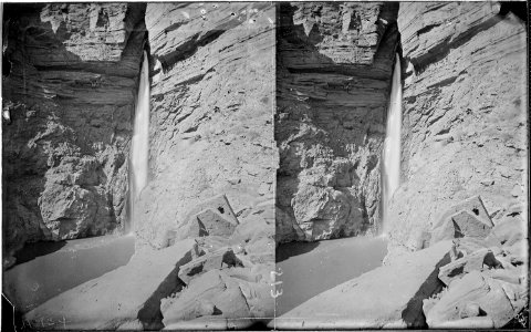 Colorado River. Grand Canyon, outlet of Surprise Valley, 10 miles above mouth of Kanab. A pretty waterfall through... - NARA - 518021