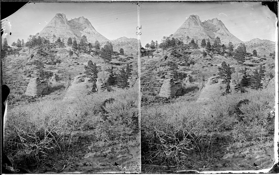 Colob Cliffs or Peaks, near southern Utah. Hillers photo. Old nos. 92, 453, 746. - NARA - 517943