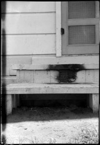 Colorado River Relocation Center, Poston, Arizona. Slight damage done by fire believed (to be) ince . . . - NARA - 537292