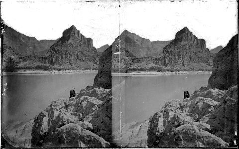 Colorado River. Marble Canyon, tent shown on right bank. Old nos. 518, 899. - NARA - 518007