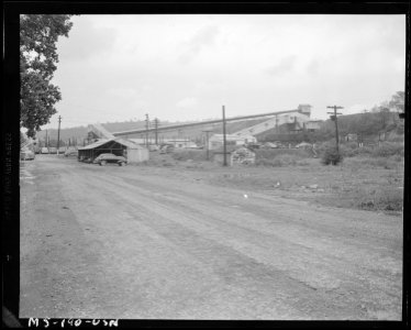 Conveyor and coal loading bin. Pittsburgh Coal Company, Westland Mine, Westland, Washington County, Pennsylvania. - NARA - 540315