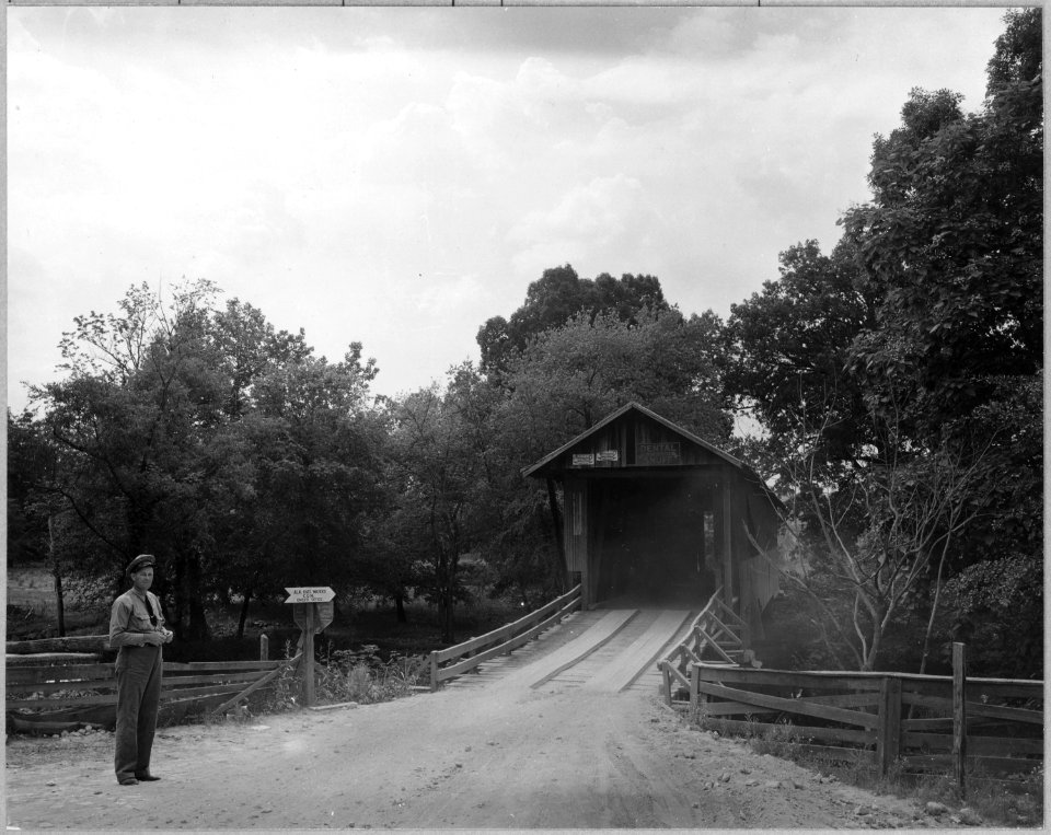Coosa Valley, Alabama. Covered bridge entrance to reservation - Childersburg. - NARA - 522654