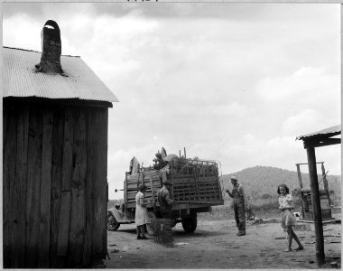Coosa Valley, Alabama. Local family moving off of government reservation to make room for bag loadin . . . - NARA - 522554