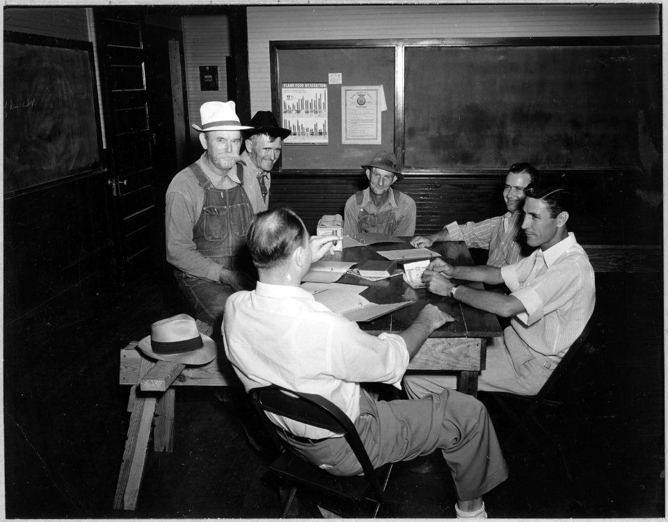 Coosa Valley, Alabama. Posed pictures of meeting by farmers who came to school to collect AAA checks. - NARA - 522664