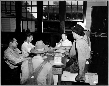 Coosa Valley, Alabama. Posed pictures of meeting by farmers who came to school to collect AAA checks. - NARA - 522663