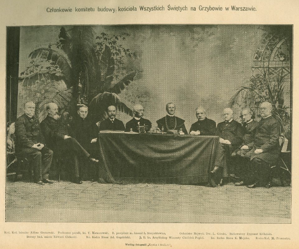 Członkowie Komitetu budowy kościoła Wszystkich Świętych na Grzybowie w Warszawie Rad. Kol. Inżenier właśc. Inżynier Alfons Grotowski ... Według fotografii Kostka i Mullert (82037)