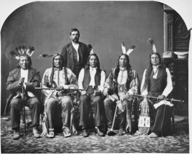 Dakota delegation. Identified, l to r, Little Wound, Red Cloud, American Horse, and Red Shirt. - NARA - 523664 photo