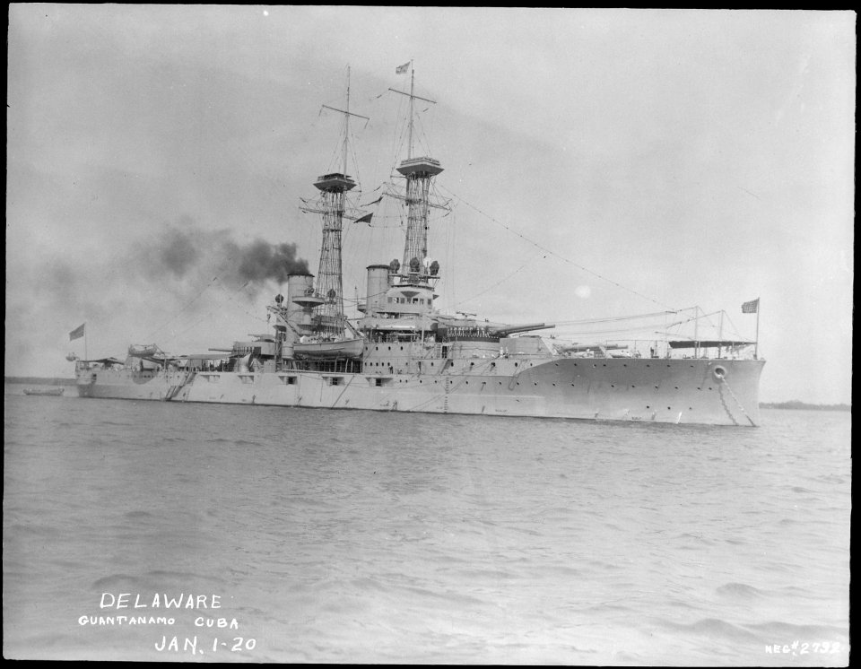Delaware (BB28). Starboard bow, Guantanamo Bay, 01-01-1920 - NARA - 512950