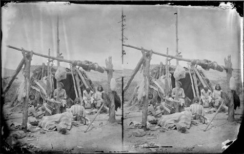 Domestic scene among the Navajoe Indians 1873 - NARA - 519792
