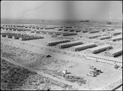 Eden, Idaho. A panorama view of the Minidoka War Relocation Authority center. This view, taken fro . . . - NARA - 538298