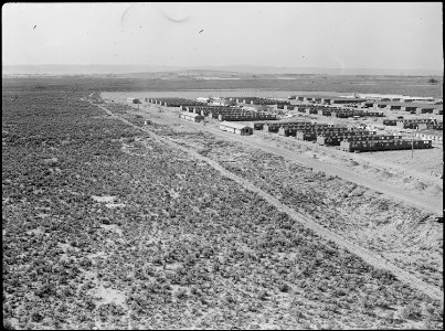 Eden, Idaho. A panorama view of the Minidoka War Relocation Authority center. This view, taken fro . . . - NARA - 538297
