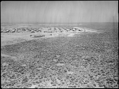 Eden, Idaho. A panorama view of the Minidoka War Relocation Authority center. This view, taken fro . . . - NARA - 538302