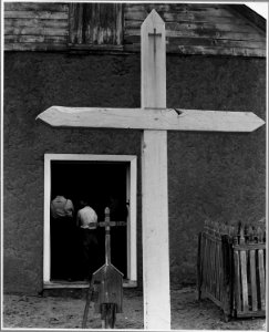 El Cerrito, San Miguel County, New Mexico. El Cerrito is of course a Catholic village, and the chur . . . - NARA - 521219