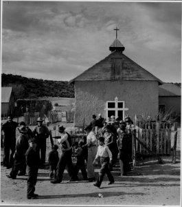 El Cerrito, San Miguel County, New Mexico. El Cerrito is of course a Catholic village, and the chur . . . - NARA - 521218