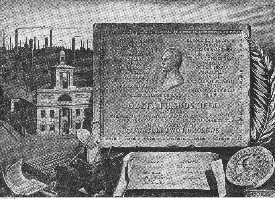 Dyplom honorowego obywatelstwa miasta Łodzi wystawiony dla Naczelnika Państwa Józefa Piłsudskiego (22-395-1)