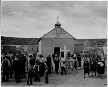 El Cerrito, San Miguel County, New Mexico. El Cerrito is of course a Catholic village, and the chur . . . - NARA - 521217