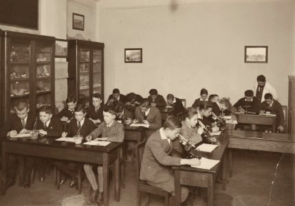 Erazm Samotyha podczas lekcji botaniki w klasie meskiej miedzy 1920 a 1929 (120806566)