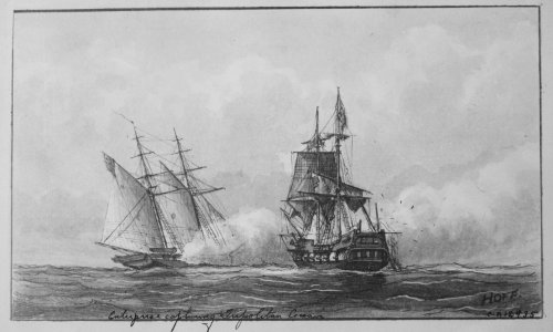 Enterprise capturing Tripolitan Corsair. 1801. Copy of artwork by Hoff., 1883 - 1966 - NARA - 512986