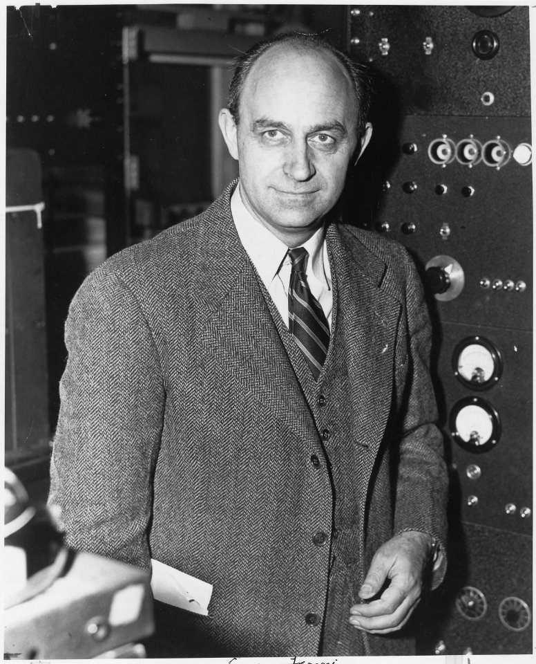 Enrico Fermi, Italian-American physicist, received the 1938 Nobel Prize in physics for identifying new elements and disc - NARA - 558578