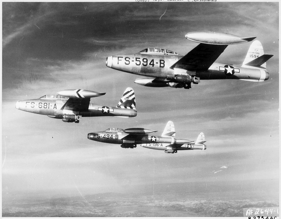 Fifth Air Force, Korea-Winging their way through the skies over North Korea, these heavily loaded U.S. Air Force... - NARA - 542258