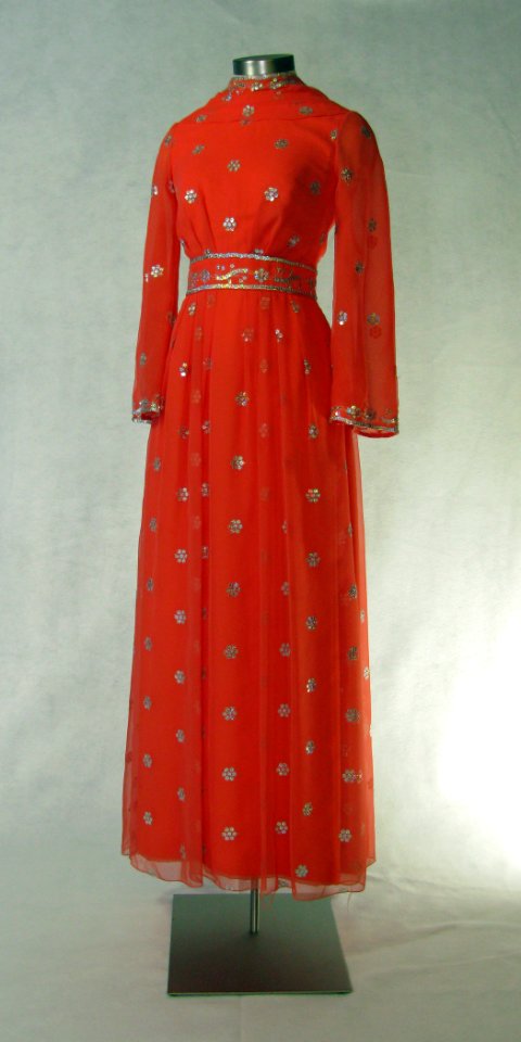 First Lady Betty Ford's chiffon gown with silver sequins