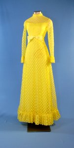 First Lady Betty Ford's lemon yellow polka dot gown photo