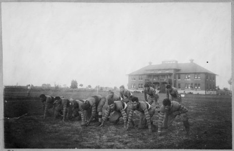 Football team on the field, Haskell Institute, Lawrence, Kansas, 1914 - NARA - 519149
