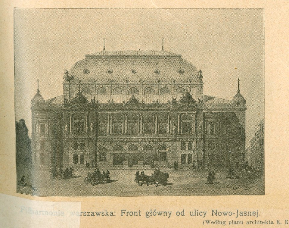 Filharmonia warszawska - Front główny od ulicy Nowo-Jasnej - według planu architekta K. Kozłowskiego - Fot. J. Golcz (68624)