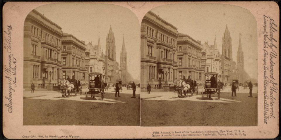 Fifth Avenue in front of the Vanderbuilt residences, New York, U.S.A, by Strohmeyer & Wyman