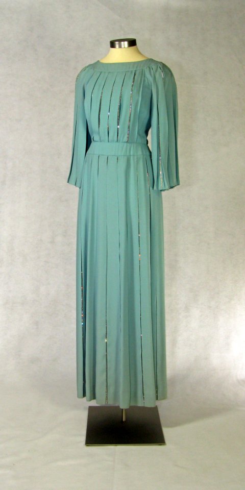 First Lady Betty Ford's slate blue and rhinestone gown