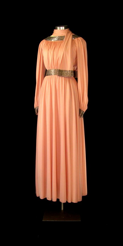 First Lady Betty Ford's pink dress with bugle beads
