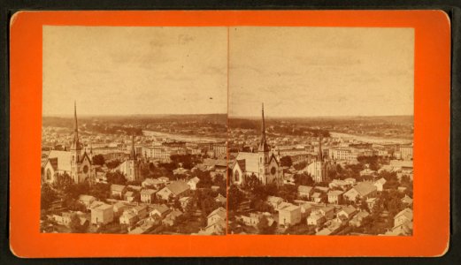 From High School, looking over Baptist and Methodist Churches, by Baldwin, Schuyler C. (Schuyler Colfax), 1823-1900