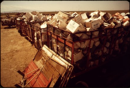 FRESNO COUNTY DOES NOT PROVIDE A DUMPING PLACE FOR CHEMICAL CONTAINERS. THIS RANCHER'S PILE OF - NARA - 542565