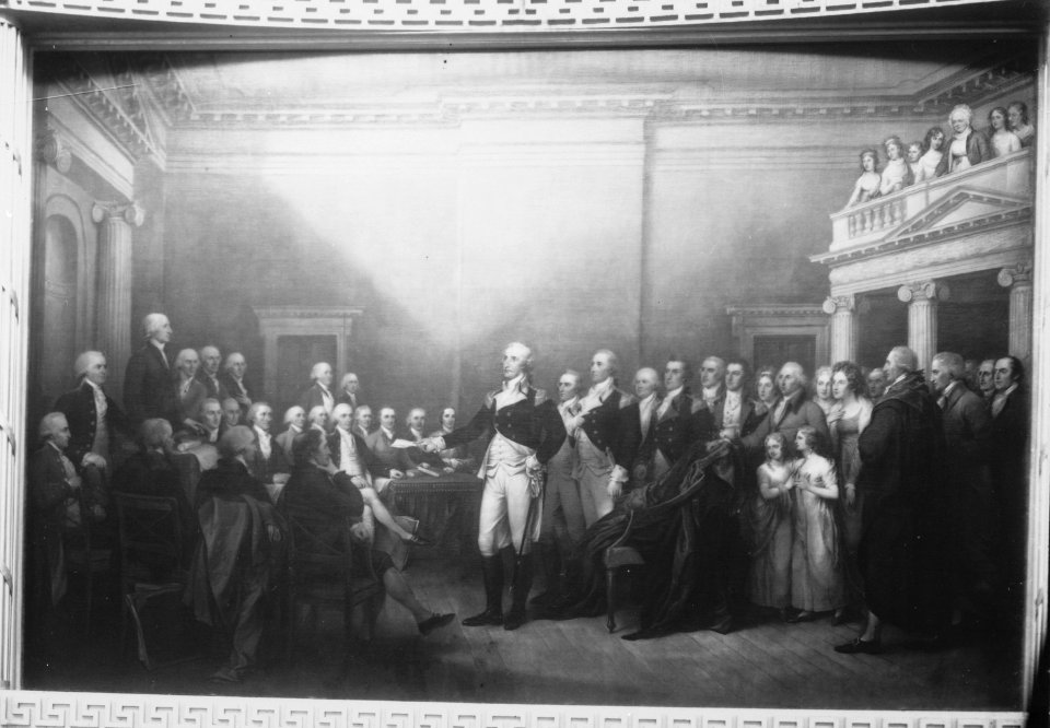 General Washington Resigning his Commission to Congress. Annapolis, Maryland December 23d, 1783. Copy of painting by Joh - NARA - 512779