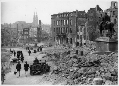 General view of the Bavarian city of Nuremberg, following the cessation of organized resistance. In the distance, the... - NARA - 540139 photo