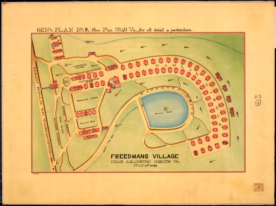 Freedmans Village near Arlington Hights, Va., July 10th, 1865. Genl. (ground) Plan No. 9. - NARA - 305826