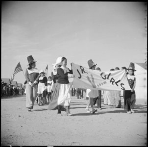 Gila River Relocation Center, Rivers, Arizona. A group of Jr. V...- girls who participated in the H . . . - NARA - 538597