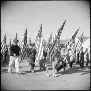 Gila River Relocation Center, Rivers, Arizona. A view of some of the school children who participat . . . - NARA - 538598