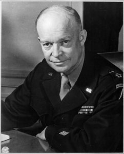 General Dwight D. Eisenhower, Supreme Allied Commander, at his headquarters in the European theater of operations. He... - NARA - 520686 photo