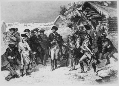 General George Washington and a Committee of Congress at Valley Forge. Winter 1777-78. Copy of engraving after W. H. Pow - NARA - 532876