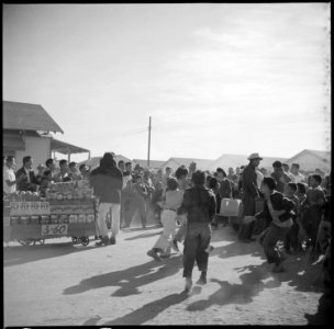 Gila River Relocation Center, Rivers, Arizona. A few of the spectators who witnessed the Harvest Fe . . . - NARA - 538591