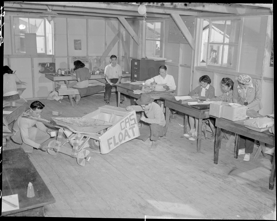 Gila River Relocation Center, Rivers, Arizona. A general view of the Community Activities Office. . . . - NARA - 538624