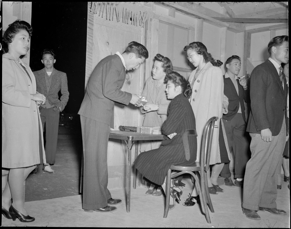 Gila River Relocation Center, Rivers, Arizona. A view at a dance given to celebrate the Harvest Fes . . . - NARA - 538632