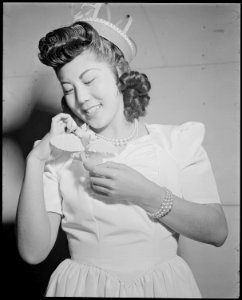 Gila River Relocation Center, Rivers, Arizona. Queen of the Harvest Festival, Camp - NARA - 538641 photo