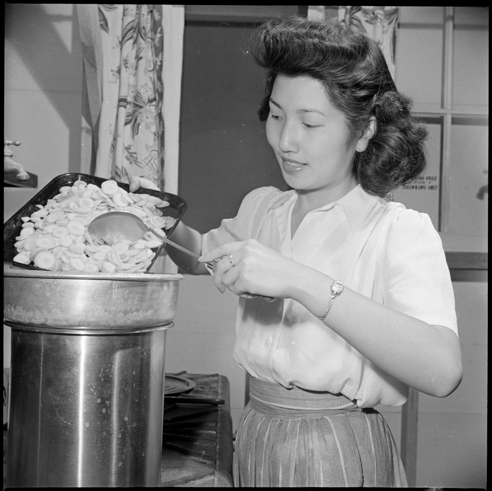 Gila River Relocation Center, Rivers, Arizona. Student Mary Sakai, former resident of Stockton, Cal . . . - NARA - 537060 photo