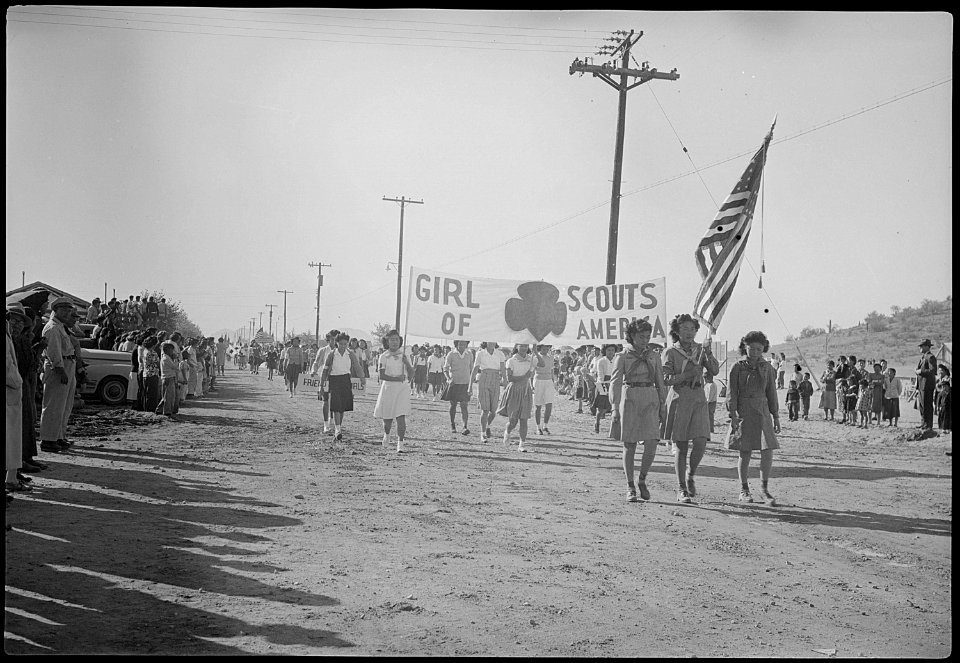 Gila River Relocation Center, Rivers, Arizona. The Girl Scouts of Rivers also participated in the A . . . - NARA - 539498