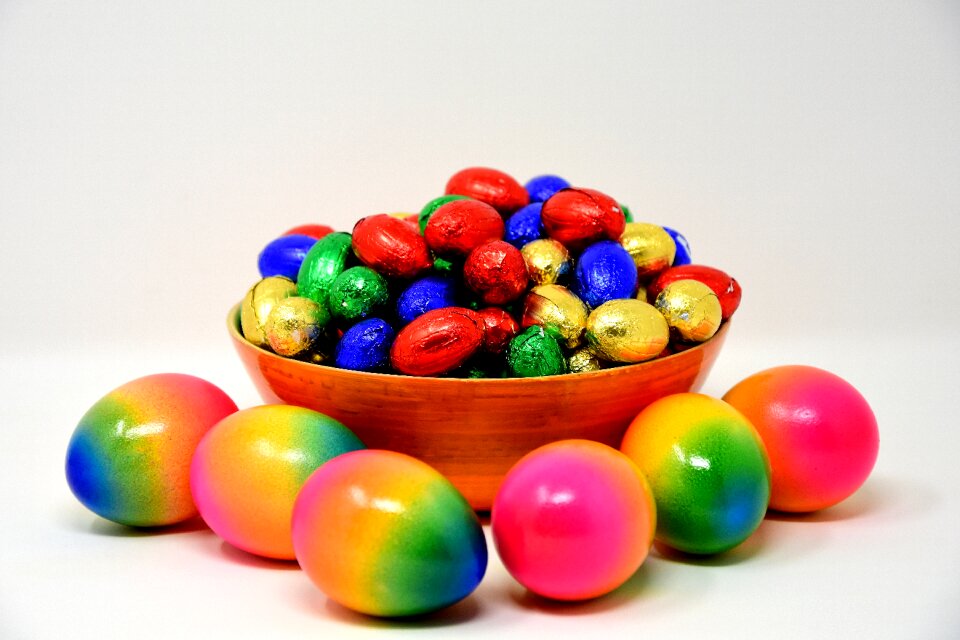Colorful color chocolate eggs