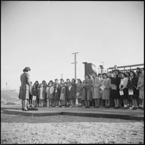 Gila River Relocation Center, Rivers, Arizona. Sunrise Services (Christian) which were held at this . . . - NARA - 538613