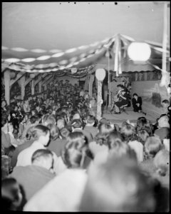 Granada Relocaion Center, Amache, Colorado. Two Nisei girls perform on native Japanese musical instr . . . - NARA - 539063